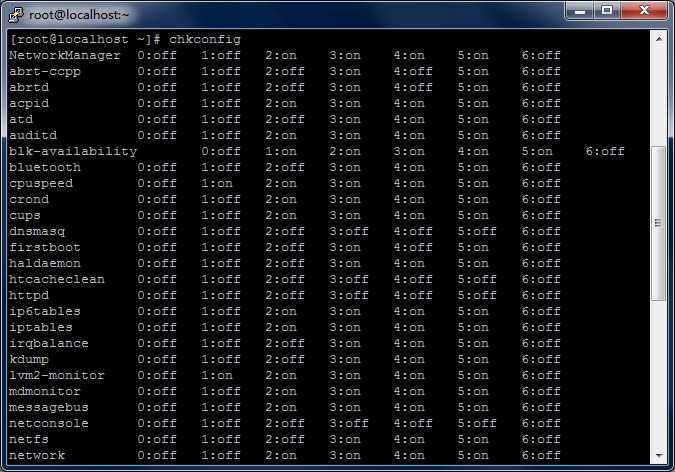 Linux用chkconfig命令列出所有服务的运行级别